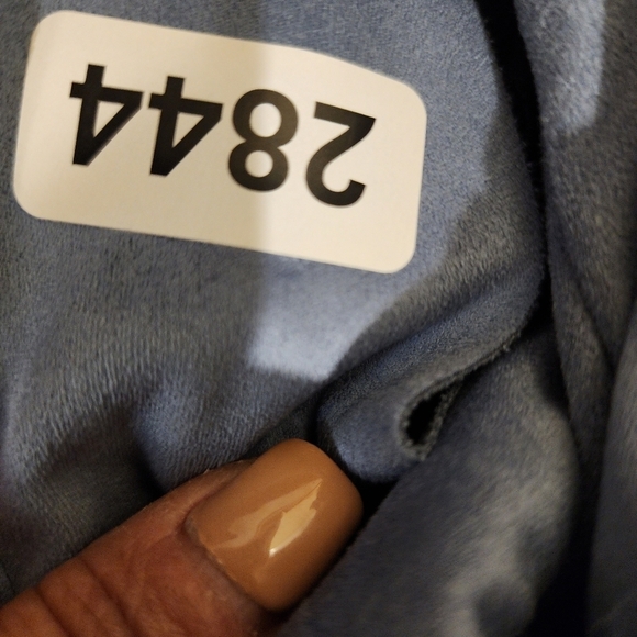 Chico's blue faux suede lace fringe open front cardigan Chico's size 1 - Picture 13 of 14